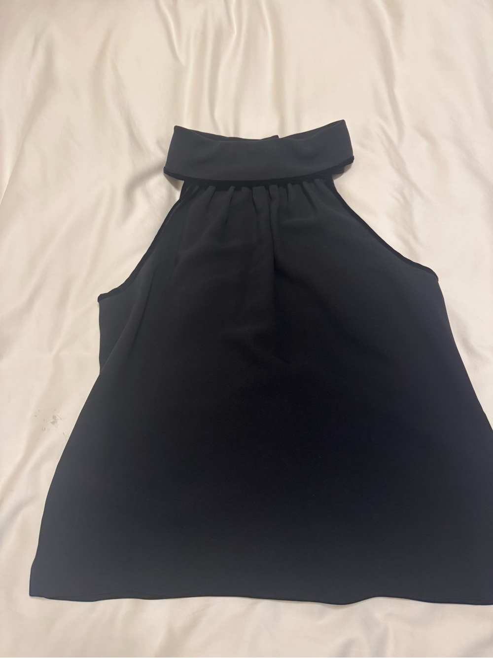 Sail to Sable Women's Black Cowl Neck Halter Back Button Top